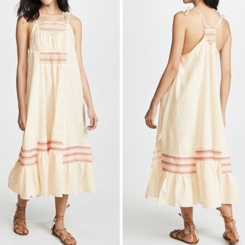 Free people cream combo midi dress,size S,XS
